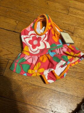 NWT Gap Baby Floral Ruffle Swimsuit UPF 50+ 0-3 Months